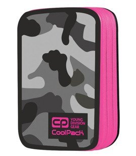 Double decker school pencil case with equipment Coolpack Jumper 2 Camo Pink Neon 87049CP nr A363