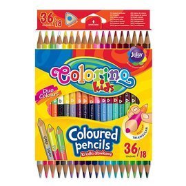 Double ended triangular coloured pencils 18 pcs. / 36 colours Colorino Kids 68512PTR