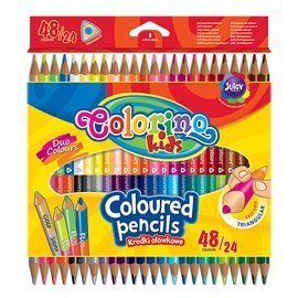 Double ended triangular coloured pencils 24 pcs. / 48 colours Colorino Kids 51705PTR
