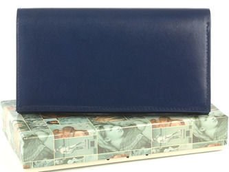 Duży portfel damski Centro Pelle niebieski H17 BLUE