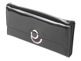 Elegancki portfel damski lakierowany czarny