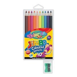 JUMBO round coloured pencils 17,5 cm 10 colours with sharpener  Colorino Kids 33091PTR