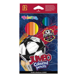 JUMBO round coloured pencils 17,5 cm 12 colours with sharpener  Colorino Kids 33107PTR