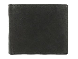 Klasyczny skórzany portfel męski funkcjonalny czarny poziomy