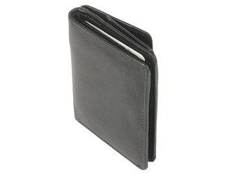 Mały skórzany portfel męski funkcjonalny czarny 