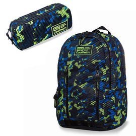 Set Coolpack Army Black - Impact II backpack and Campus pencil case 