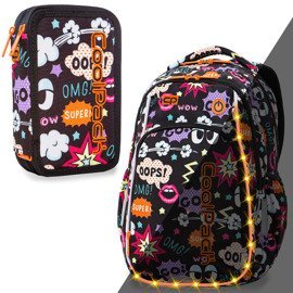 Set Coolpack LED Comics Unicorns - Strike S backpack and pencil case Jumper 2 