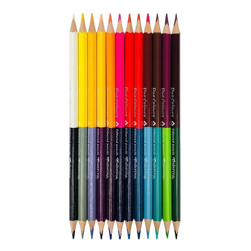 Double ended triangular coloured pencils 12 pcs. / 24 colours Colorino ...