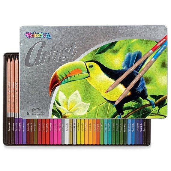  Artist coloured pencils 36 colours, metal box Colorino Kids 83270PTR