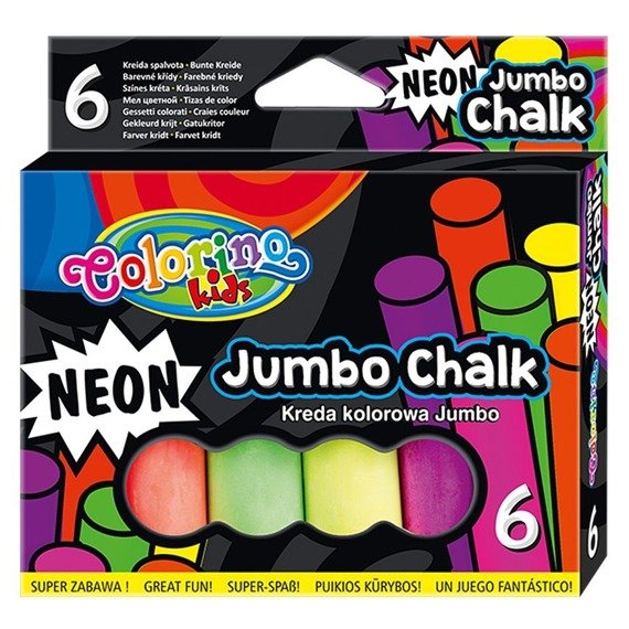  JUMBO coloured chalk neon colours 6 pcs. Colorino Kids 92081PTR