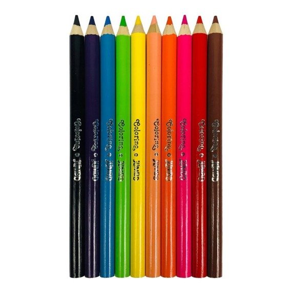  JUMBO round coloured pencils 17,5 cm 10 colours with sharpener  Colorino Kids 33091PTR