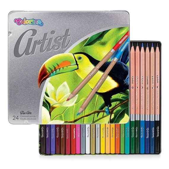 Artist coloured pencils 24 colours, metal box Colorino Kids 83263PTR