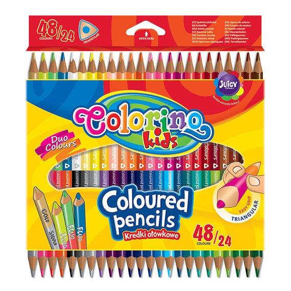 Double ended triangular coloured pencils 24 pcs. / 48 colours Colorino Kids 51705PTR