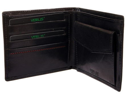 Elegancki skórzany portfel męski czarny Verus