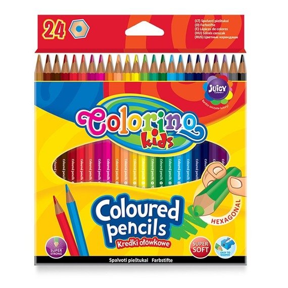 Hexagonal coloured pencils 24 colours Colorino Kids 14700PTR/1