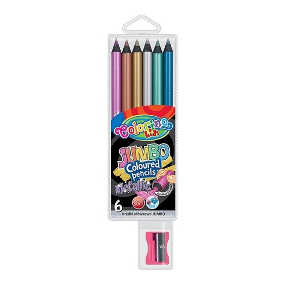 JUMBO round coloured pencils Metallic 6 colours Colorino Kids 34661PTR