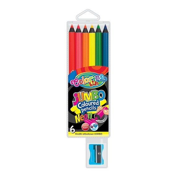 JUMBO round coloured pencils NEON 6 colours Colorino Kids 34654PTR