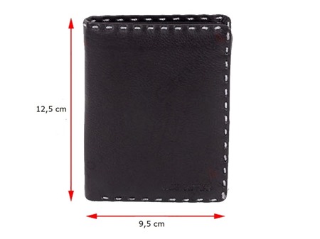 Klasyczny skórzany portfel męski Old River  funkcjonalny czarny pionowy