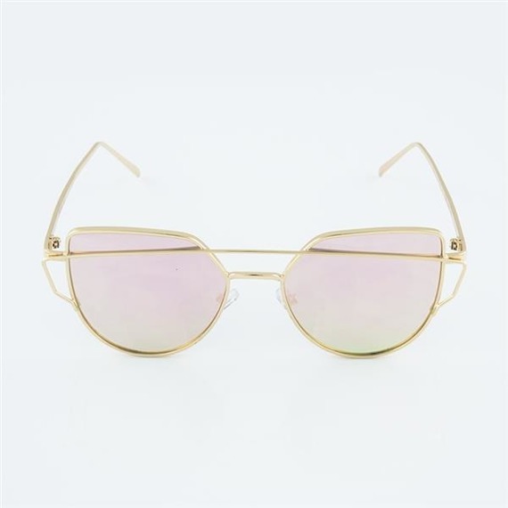 Okulary AVIATOR lustrzanki CAT EYE różowo złote