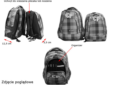 School backpack Coolpack Combo Cranbeery check 77095CP nr 632