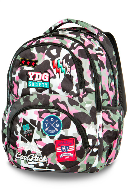 Set Coolpack Camo Pink Badges - Dart backpack and a Clever pencil case