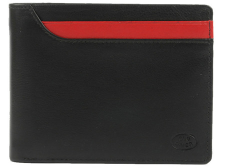 Skórzany portfel męski Old River 76509 Czarno-czerwony