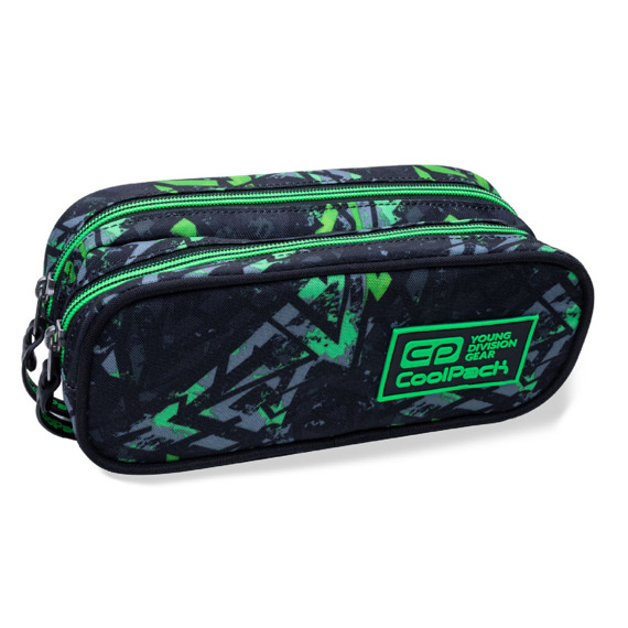 Two-chamber school pencil case CoolPack Clever Electric Green 21304CP No. B65099