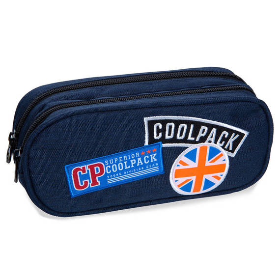 Two-chamber school pencil case CoolPack Clever Girls Badges Denim 38258CP No. B65057