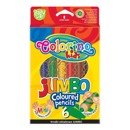 Super JUMBO round coloured pencils natural wood 6 colours Colorino Kids 33121PTR 
