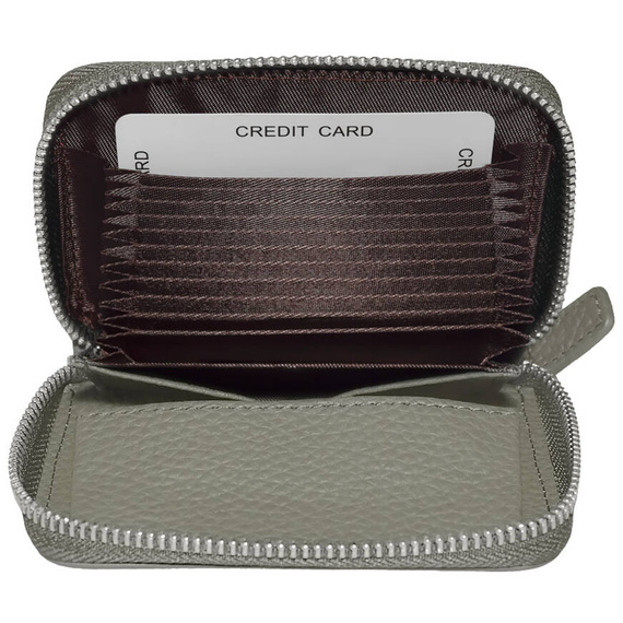 Etui na karty z piekiełkiem skórzane szare RFID KB29 GREY