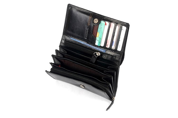 Portfel skórzany damski poziomy średni VIP Collection czarny