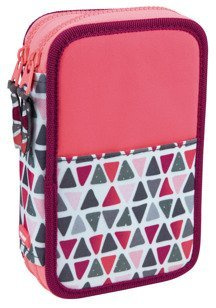 Piórnik 2-poziomowy duży z wyposażeniem Milan Geo różowy 081264GEP
