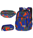Zestaw młodzieżowy Coolpack Camouflage Tangerine - plecak Break, piórnik Clever i saszetka Madison
