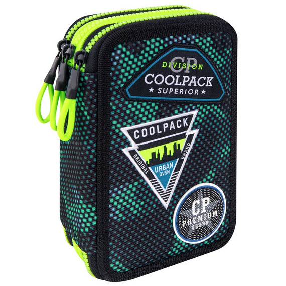 Piórnik szkolny potrójny z wyposażeniem CoolPack Jumper 3 Badges Boys Green 45805CP B67151
