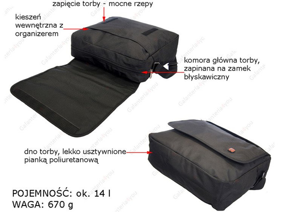Torba męska na ramię New Bags czarna NB-5117