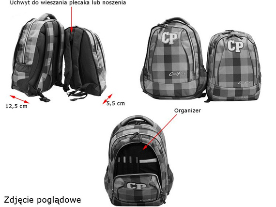 School backpack Coolpack Combo Cranbeery check 77699CP nr 660