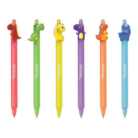 Długopis automatyczny wymazywalny Dinozaury żółty Colorino School 29928PTR
