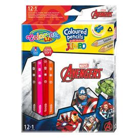 Kredki ołówkowe trójkątne 17,5 cm Jumbo 12 kol. Avengers Colorino 91413PTR