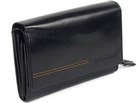 Portfel skórzany damski poziomy średni VIP Collection czarny