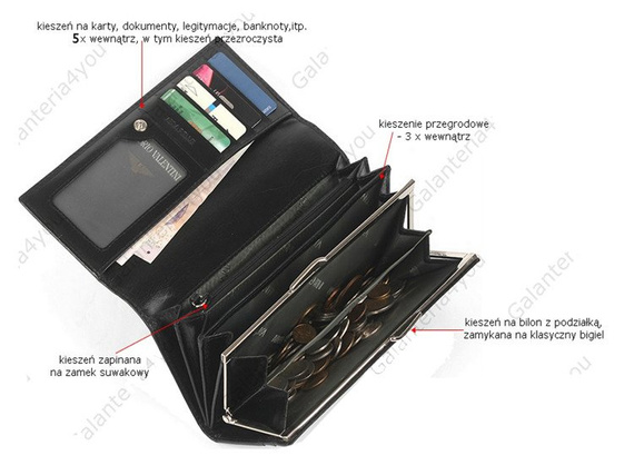 Portfel damski Emporio Valentini czarny 563-PL11 NERO