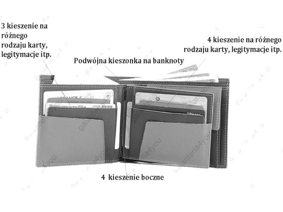 Portfel skórzany męski poziomy średni VIP Collection brązowy