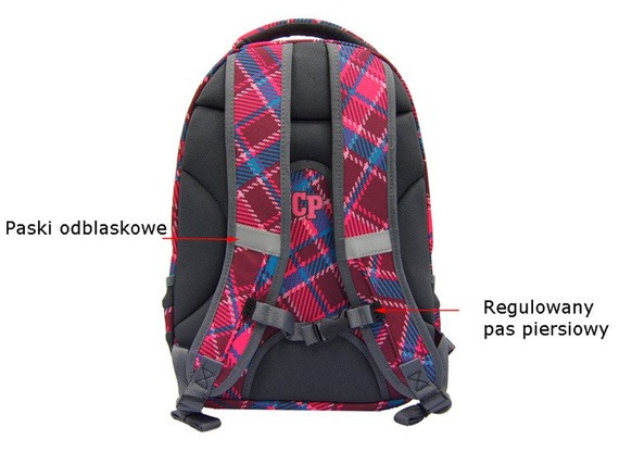 School backpack Coolpack College Cranbeery check 77071CP nr 630