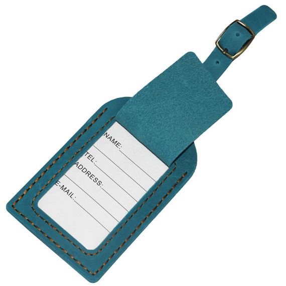 Identyfikator do bagażu ze skóry naturalnej turkusowy LY001 LA.BLUE