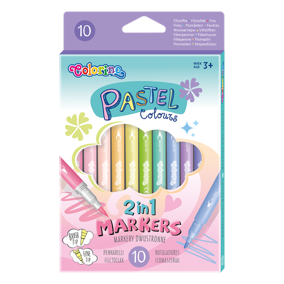 Flamastry dwustronne PASTEL 10 kol Colorino Kids 80875PTR