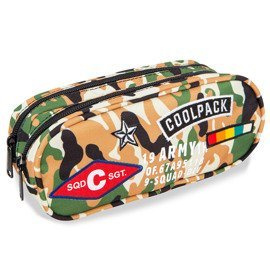 Piórnik szkolny dwukomorowy Coolpack Clever Camo Desert Badges 23643CP A65109