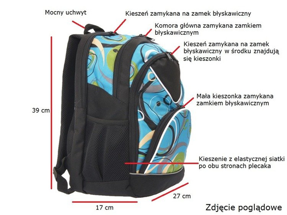 PLECAK MŁODZIEŻOWY SZKOLNY TURYSTYCZNY KWIATY