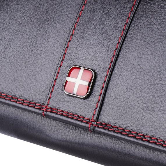 Portfel damski czarny poziomy RFID stop ze skóry naturalnej NEW BAGS LBC-105