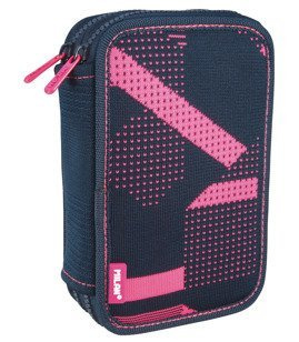 Piórnik 2-poziomowy duży z wyposażeniem Milan Knit różowy 081264KNP