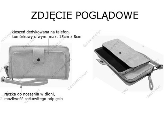 Portfel damski z kieszenią na telefon New Design szaro-różowy 98329-946 