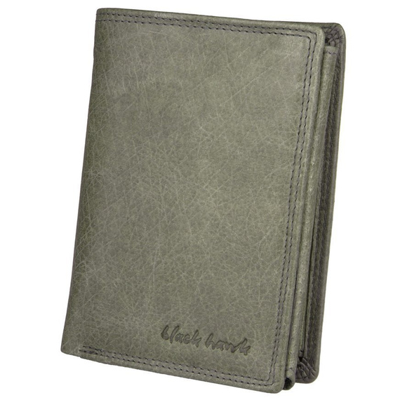 Portfel ze skóry naturalnej szary Black Hawk GBK-109 SZARY